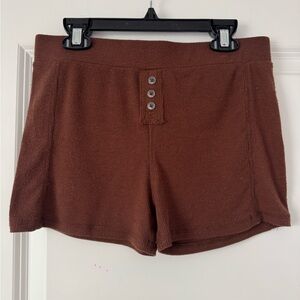 Forever 21 Brown Knit High-Waist Button-Front Shorts